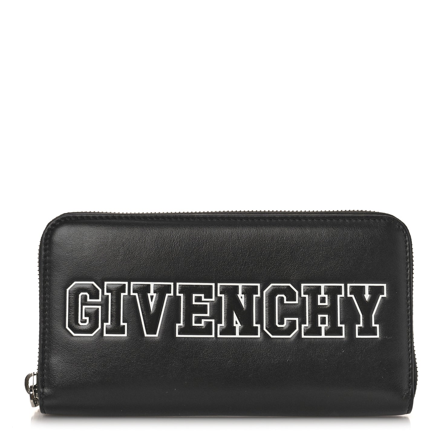 Calfskin Logo Zip Around Wallet Black