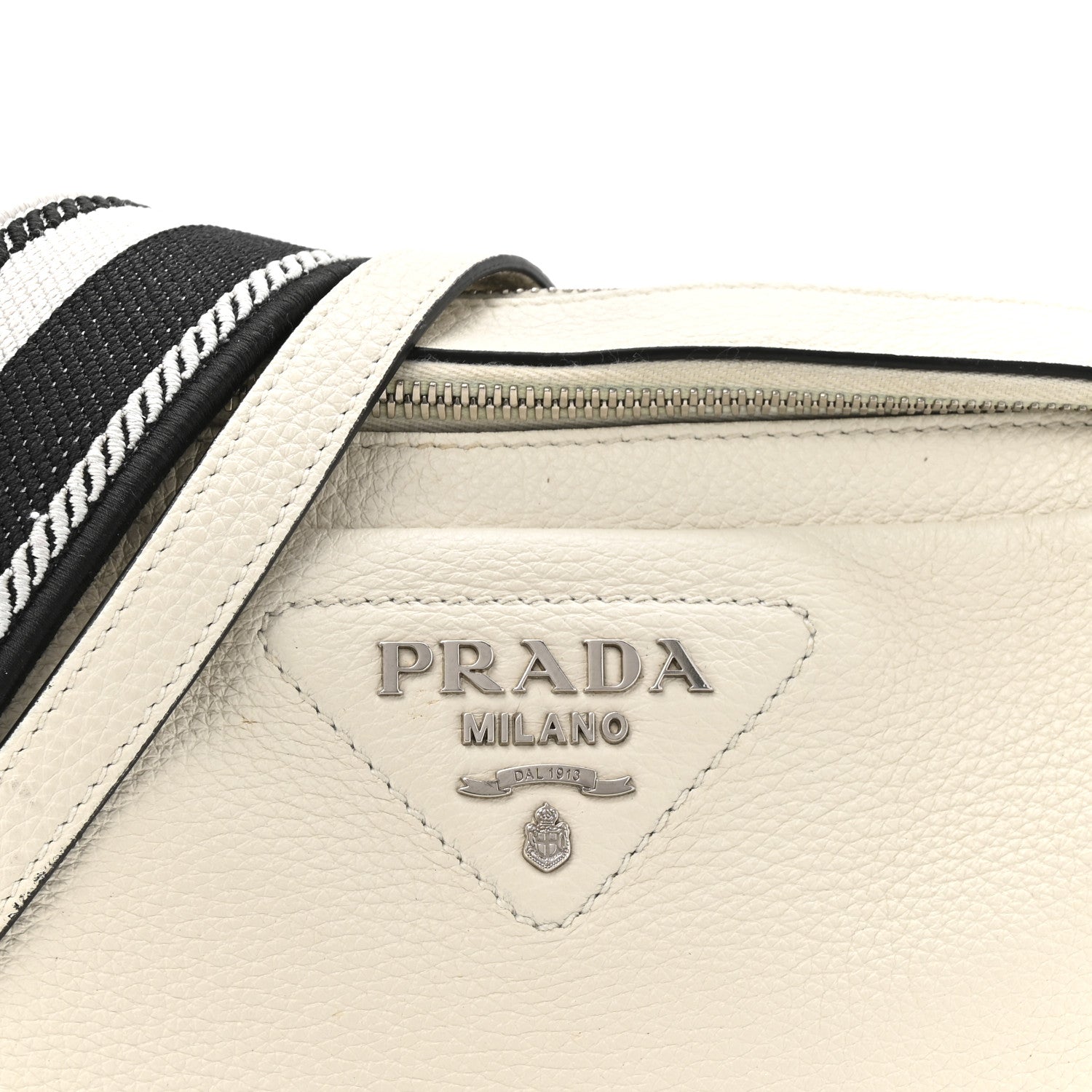 Prada Vitello Daino Soft Medium Double Zip Shoulder Bag White 8 of 12