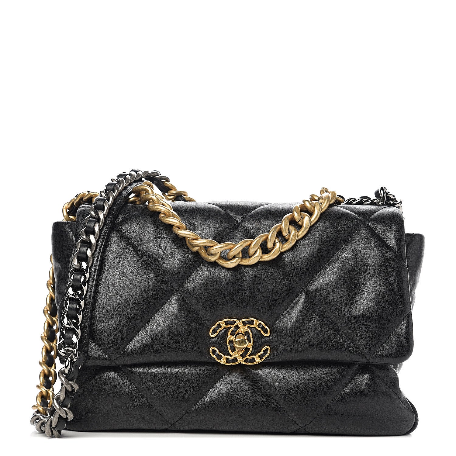 Chanel Lambskin Quilted Large 19 Flap Black 1 of 9