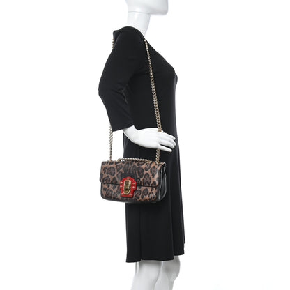 Dolce & Gabbana Calfskin Leopard Print Lucia Shoulder Bag Black 2 of 10