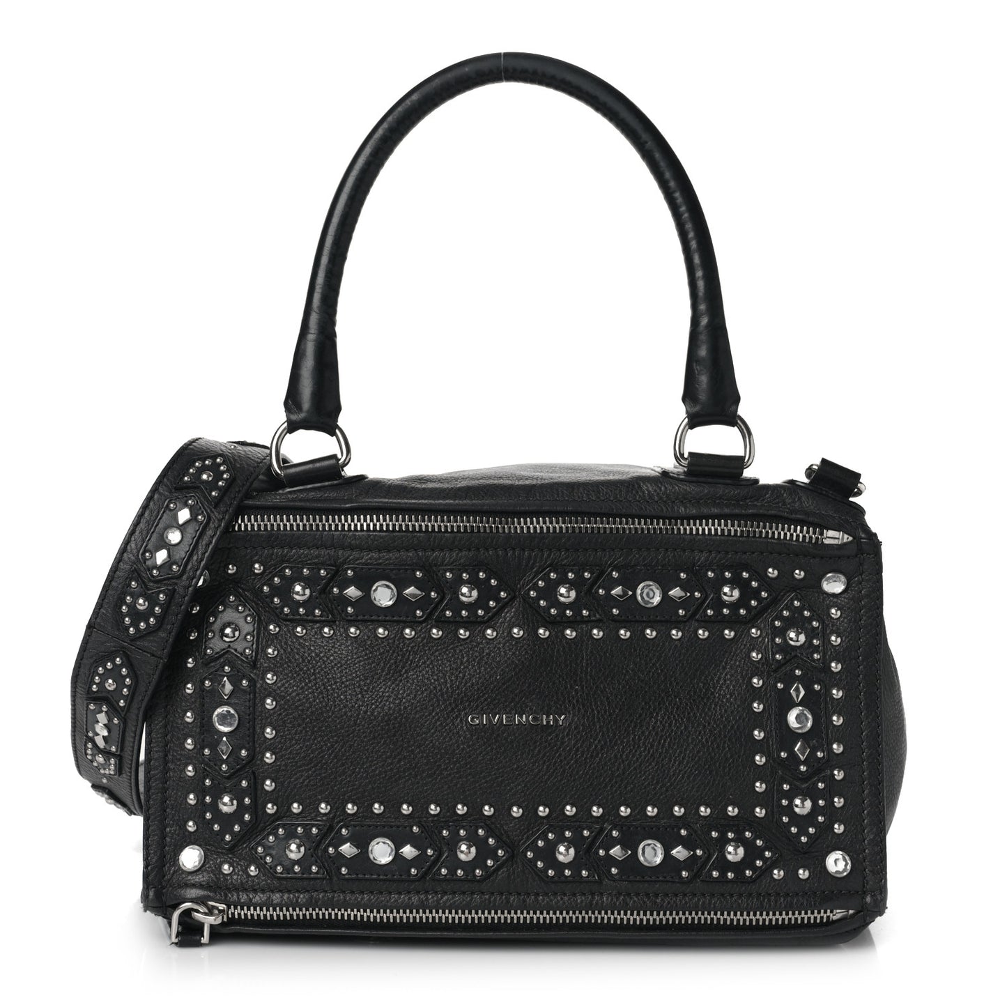 Calfskin Studded Small Pandora Black