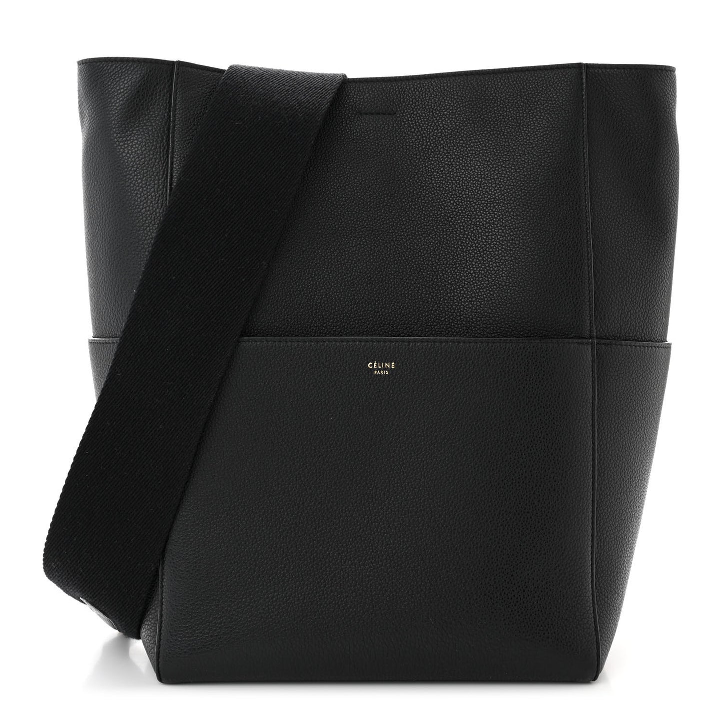 Soft Grained Calfskin Sangle Bucket Bag Navy Blue