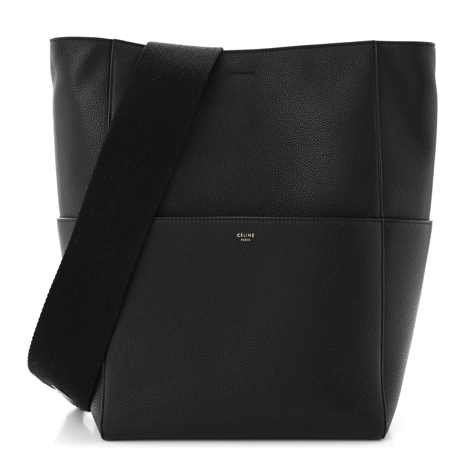 Celine Soft Grained Calfskin Sangle Bucket Bag Navy Blue 1 of 8