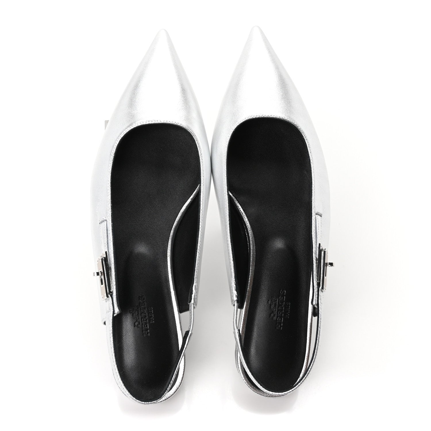 Hermes Nappa Lovely Slingback Flats 40 Gris Argent 2 of 10