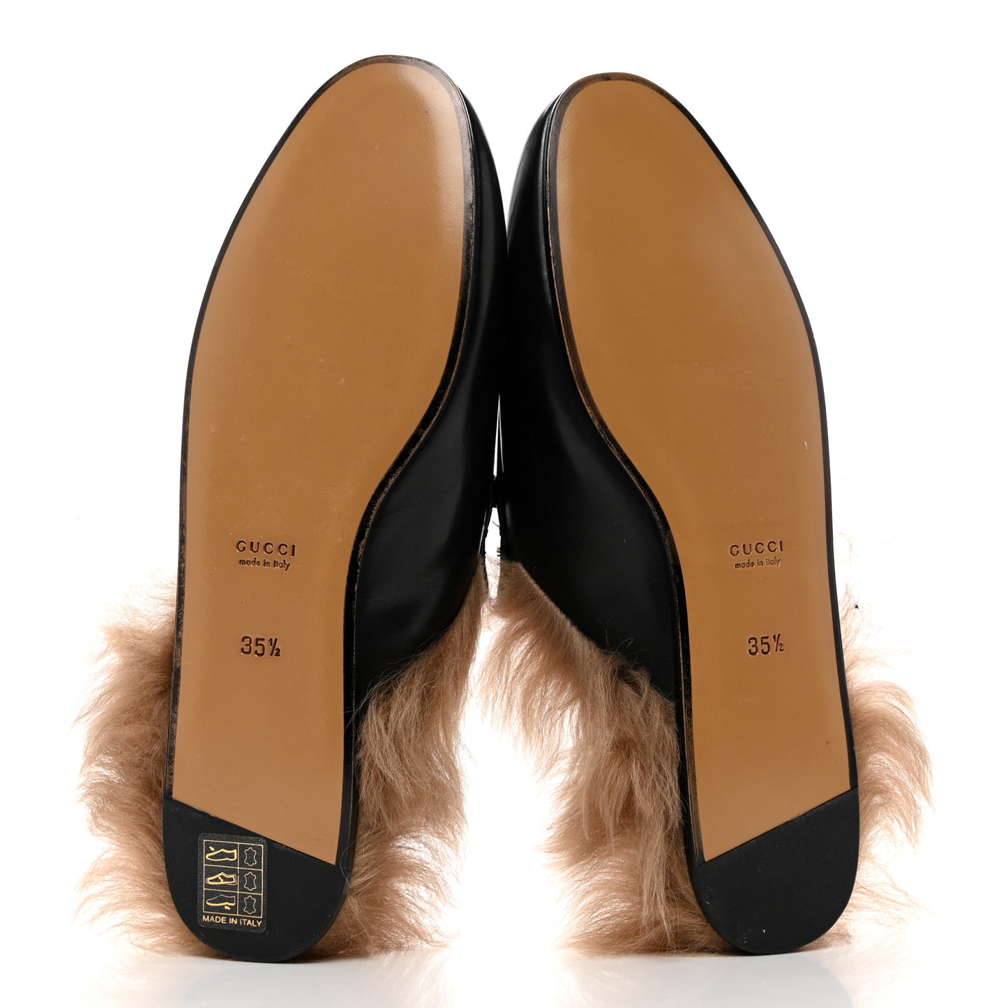 Calfskin Fur Womens Princetown Slippers 35.5 Black