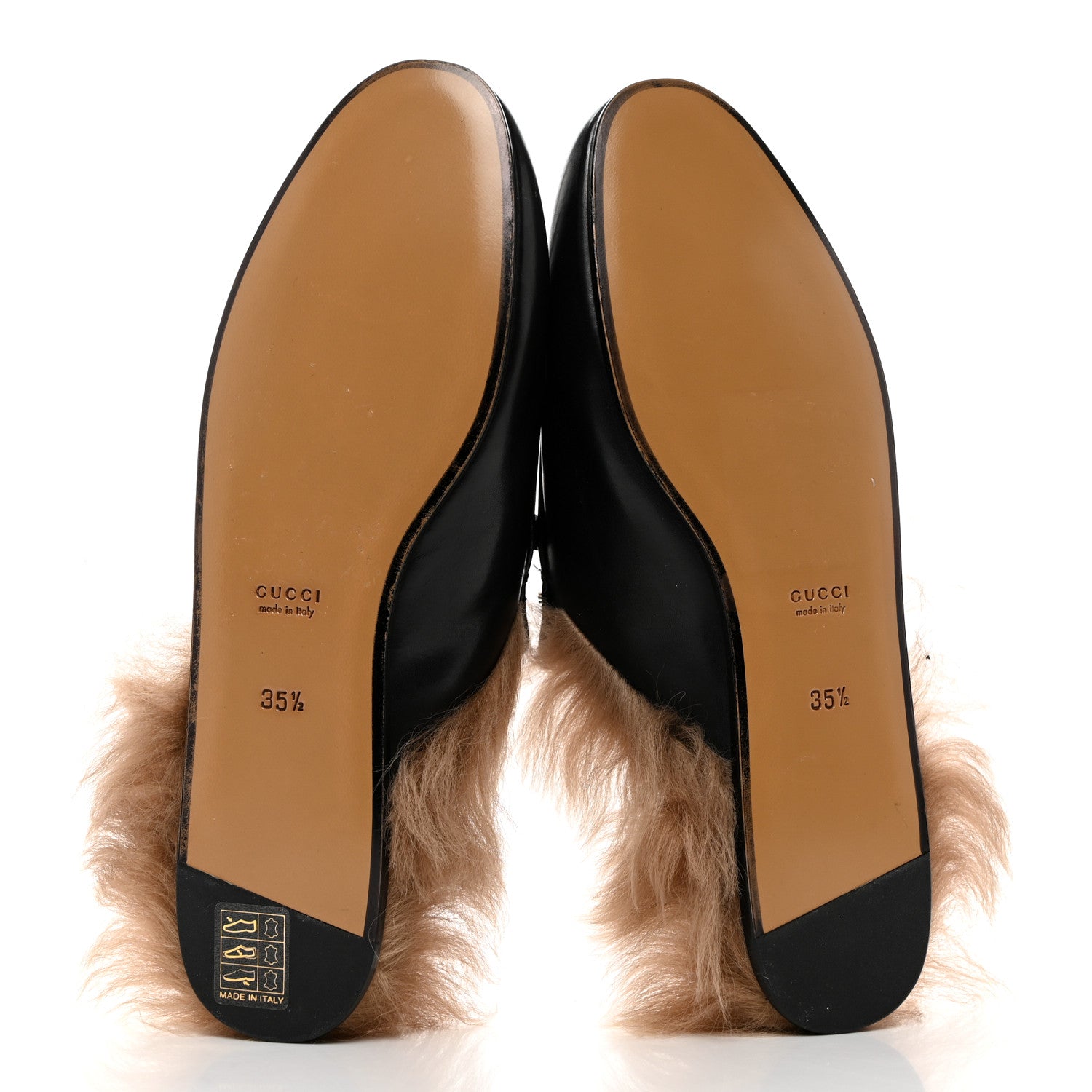 Gucci Calfskin Fur Womens Princetown Slippers 35.5 Black 5 of 7