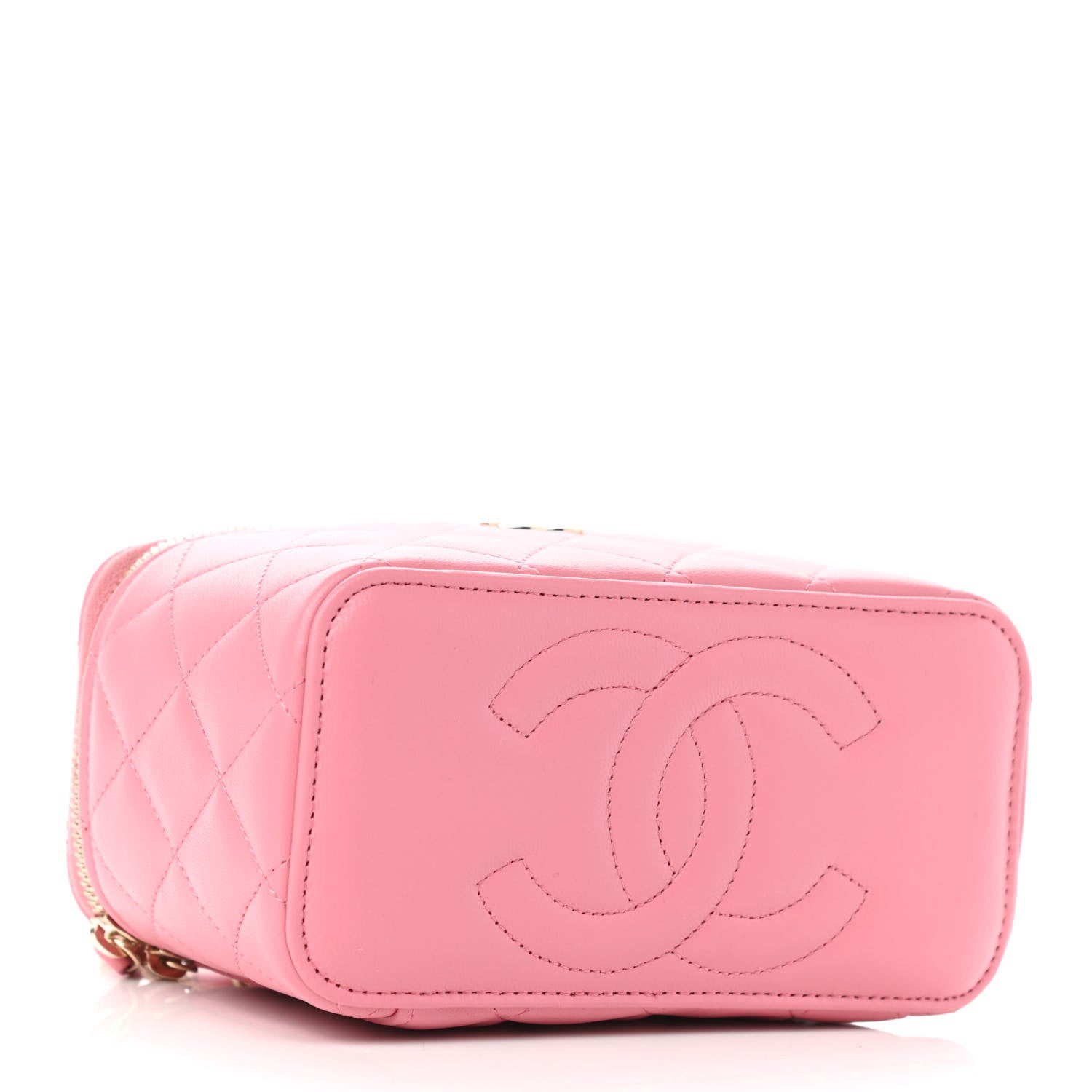 Chanel Lambskin Quilted Small Top Handle Vanity Case With Chain Dark Pink 4 of 12