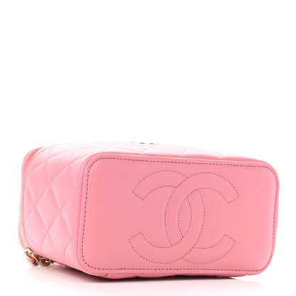 Chanel Lambskin Quilted Small Top Handle Vanity Case With Chain Dark Pink 4 of 12