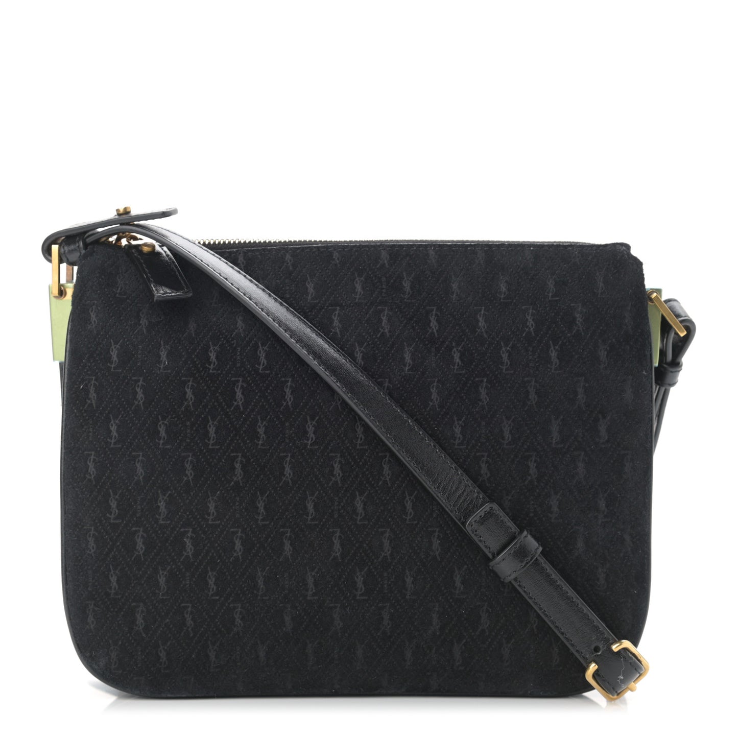 Suede All-Over Monogram Crossbody Black