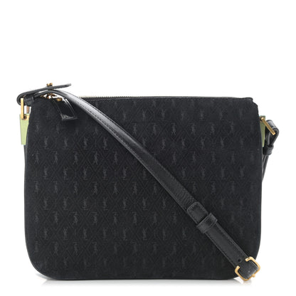 Saint Laurent Suede All-Over Monogram Crossbody Black 1 of 10