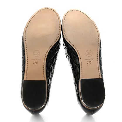 Chanel Grosgrain Glazed Lambskin Quilted Chain Loafers 37 Black 5 of 8