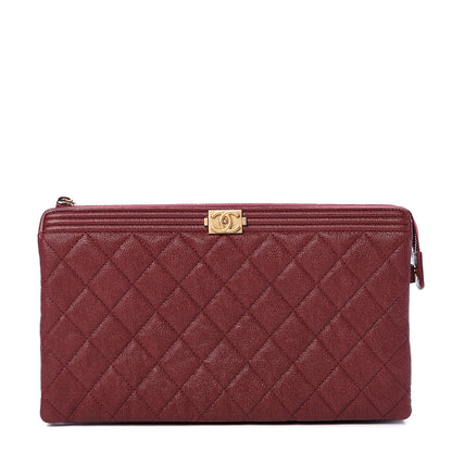 Chanel Caviar Quilted Small Zipped Boy Pouch Burgundy 1 of 8