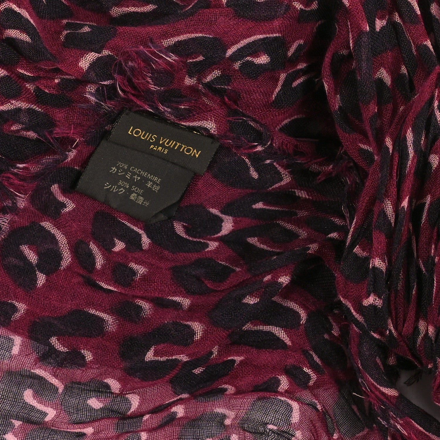 Louis Vuitton Cashmere Silk Leopard Etole Stole Dark Pink 3 of 3