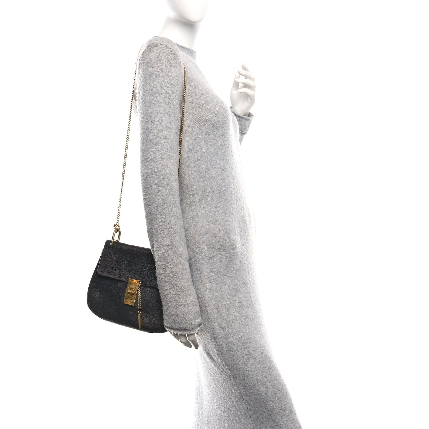 Chloe Grained Lambskin Drew Shoulder Bag Black 2 of 9