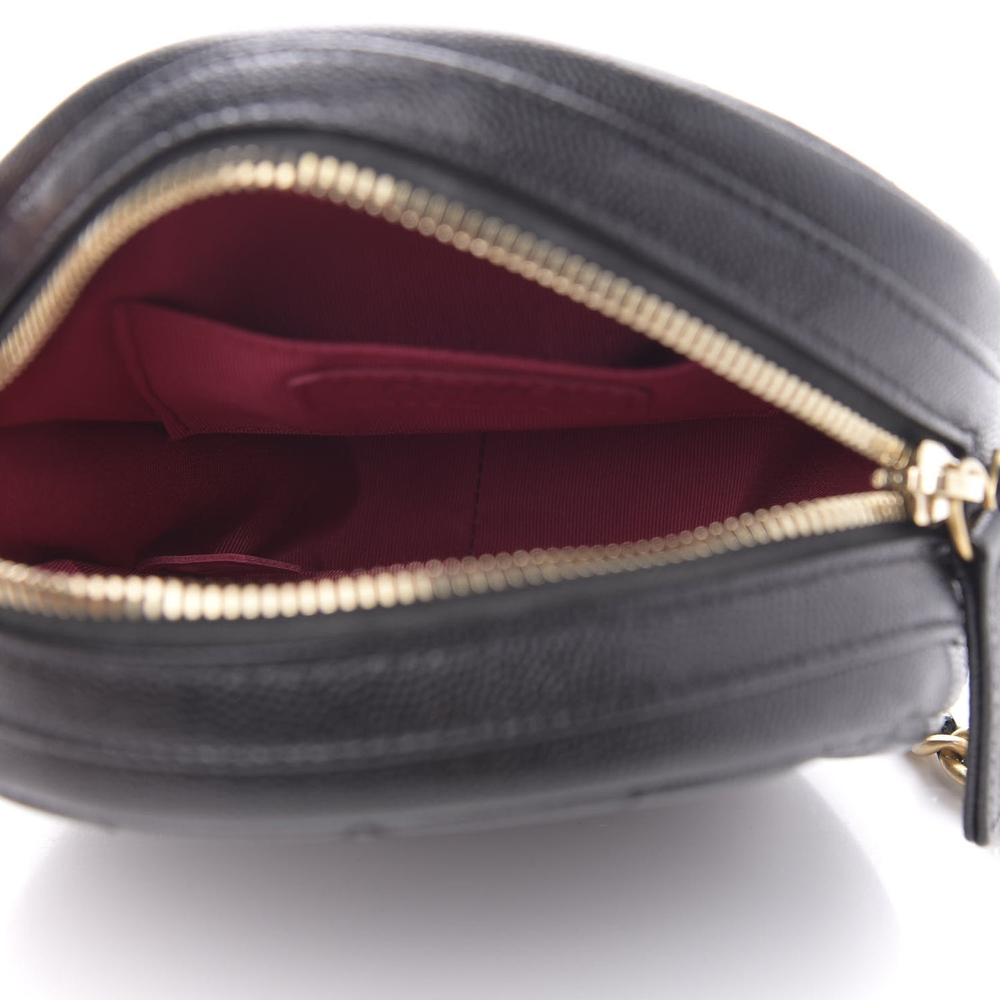 Caviar Quilted Small Round Bag With Chain Black