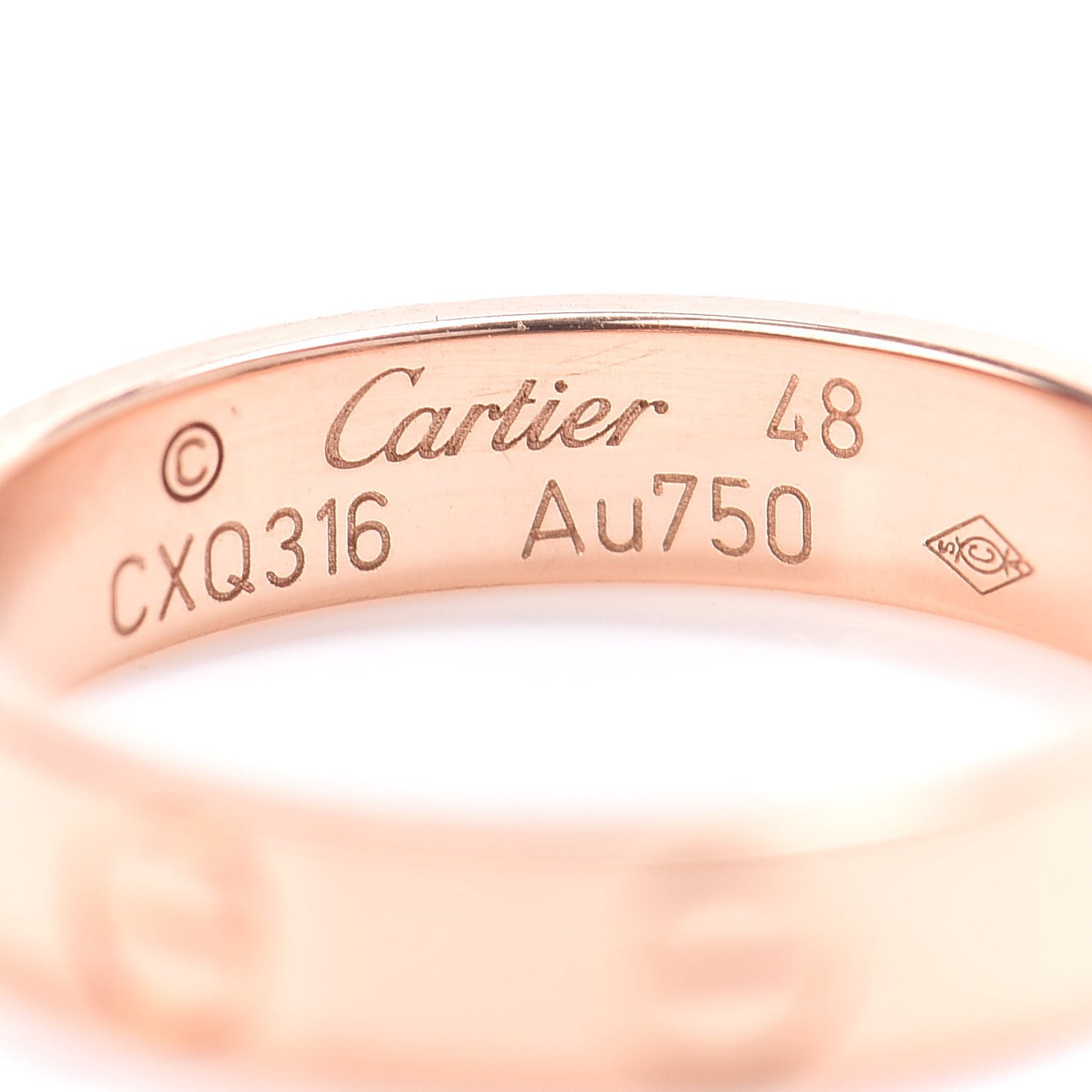 18K Pink Gold 3.5mm LOVE Wedding Band Ring 48 4.5