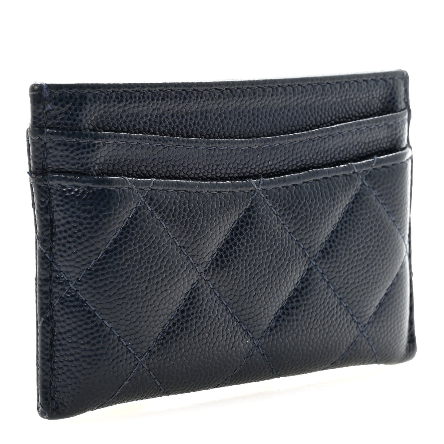Caviar Quilted Card Holder Navy