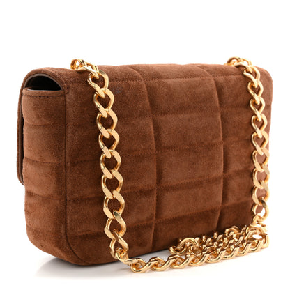 Celine Suede Matelasse Quilted Chain Shoulder Bag Brown 3 of 9