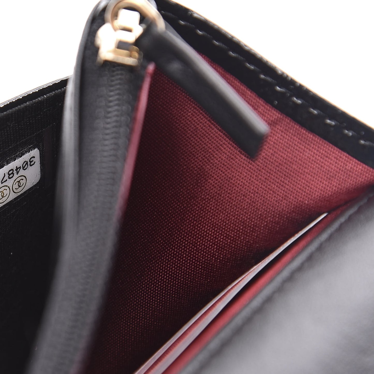 Shiny Crumpled Calfskin Quilted 19 Wallet On Chain WOC Black