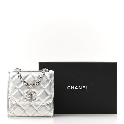 Chanel Metallic Lambskin Quilted Mini Trendy CC Clutch With Chain Silver 11 of 11