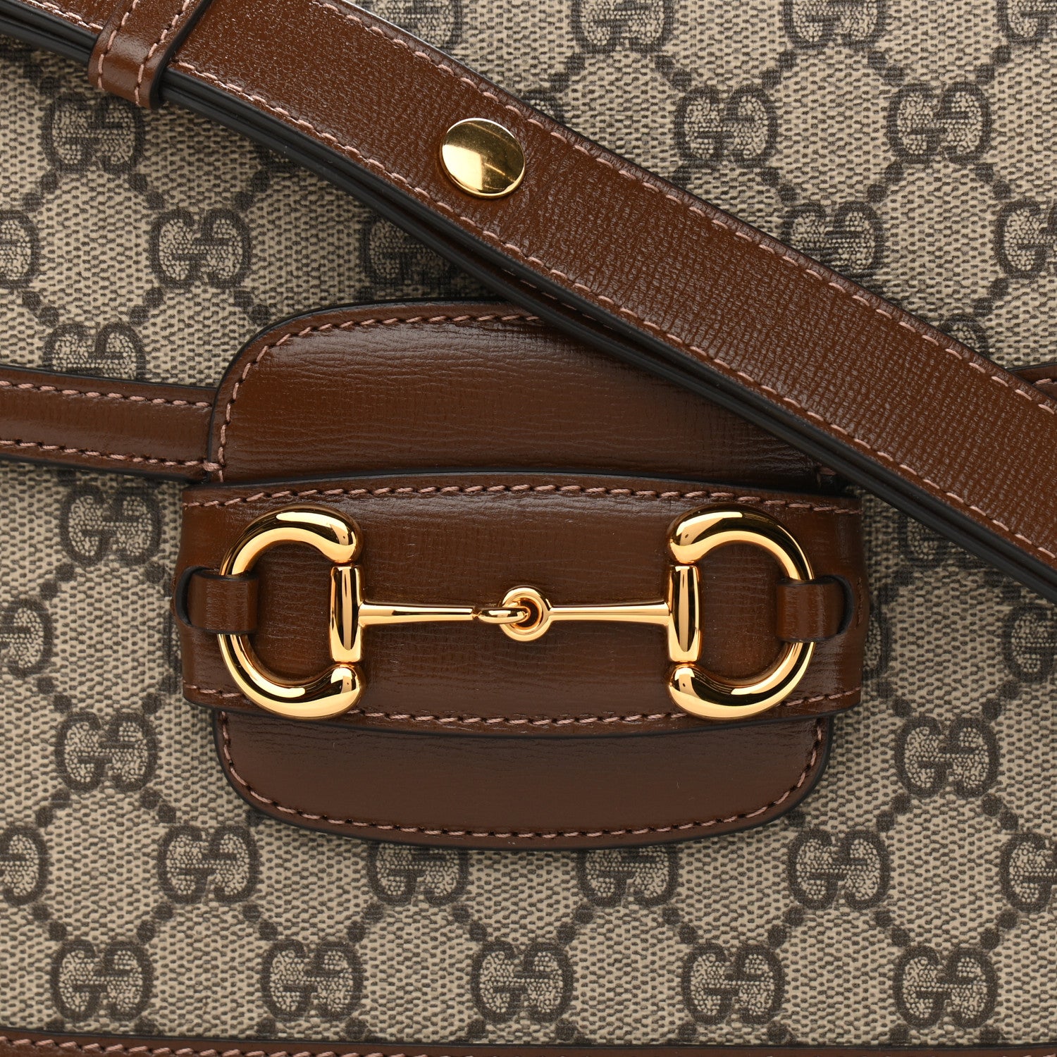 Gucci GG Supreme Monogram Horsebit 1955 Shoulder Bag Beige Brown Sugar 9 of 12