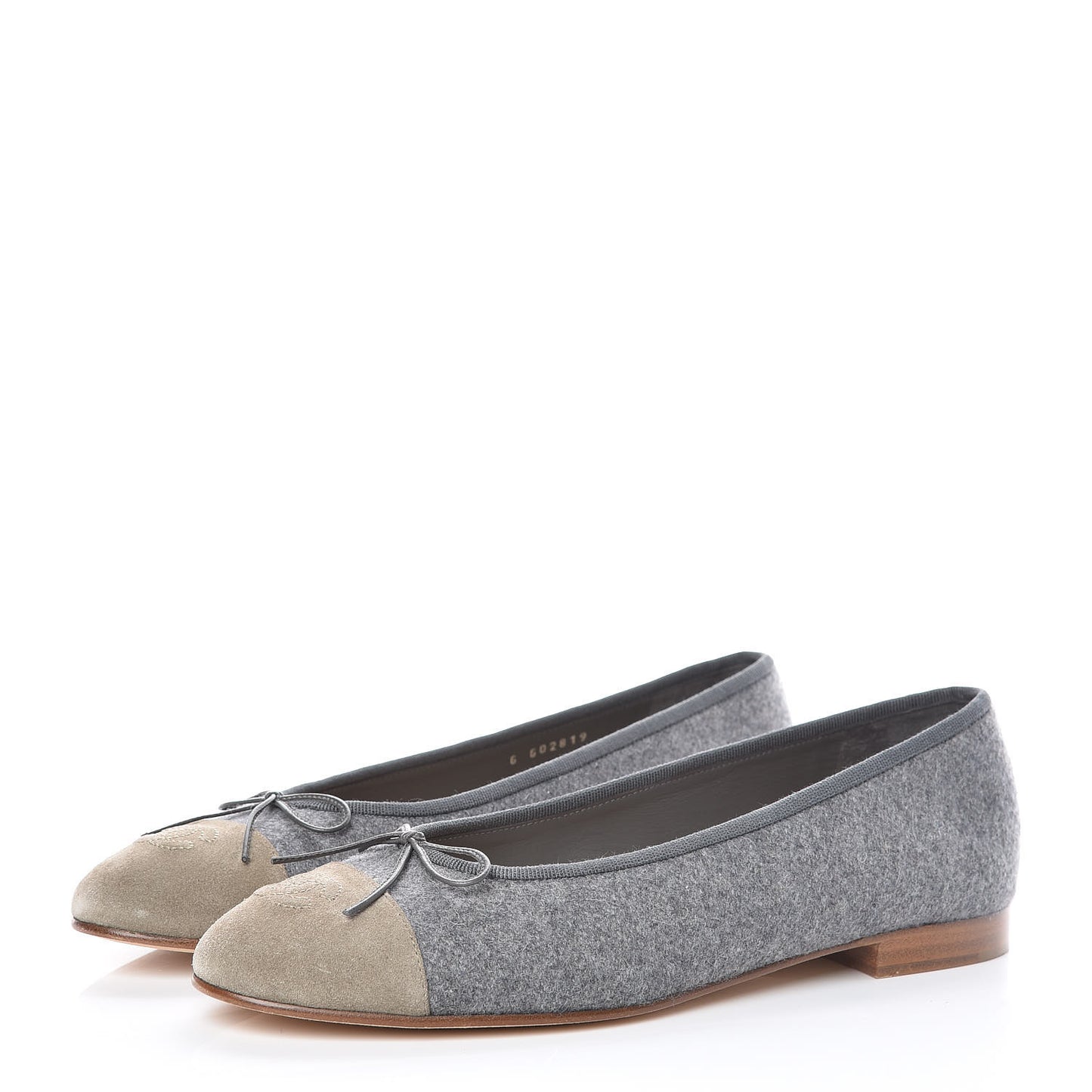 Felt Suede Cap Toe CC Ballerina Flats 41 Grey Beige