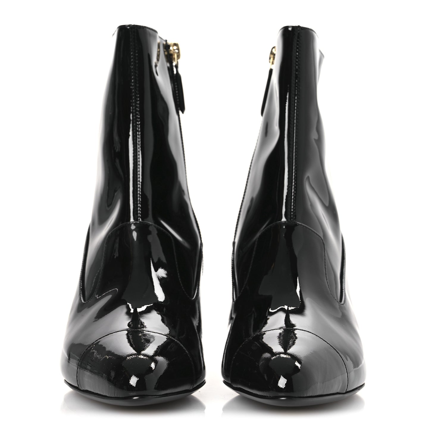 Patent Calfskin Ankle Boots 38.5 Black