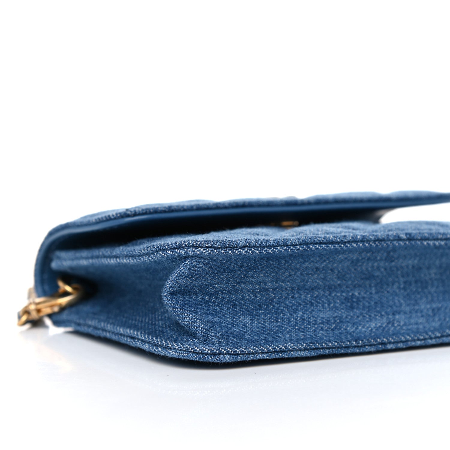 Chanel Denim Quilted CC Pearl Crush Clutch With Chain Blue 9 of 11