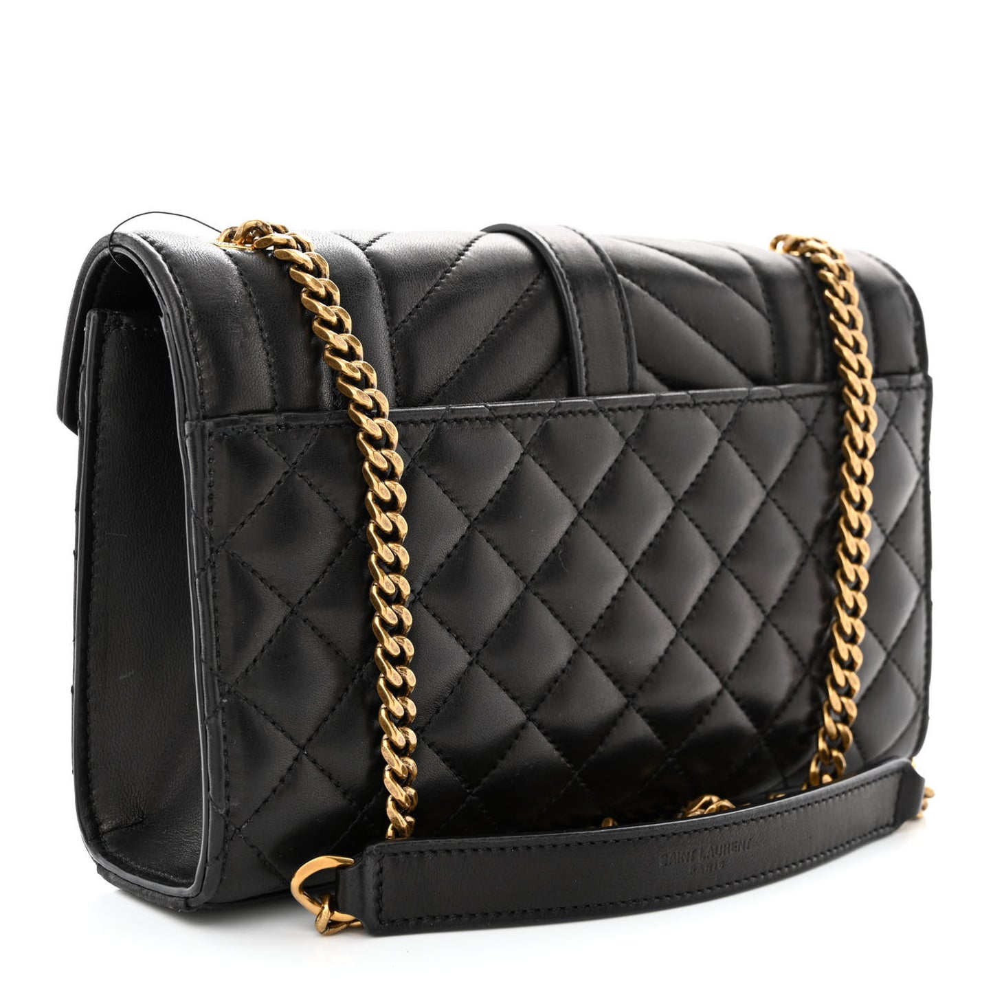 Lambskin Mixed Matelasse Triquilt Small Monogram Satchel Black