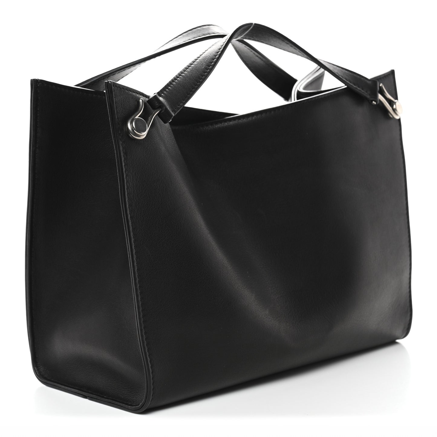 Polished Saddle Calfskin Small Alexia Bag Black