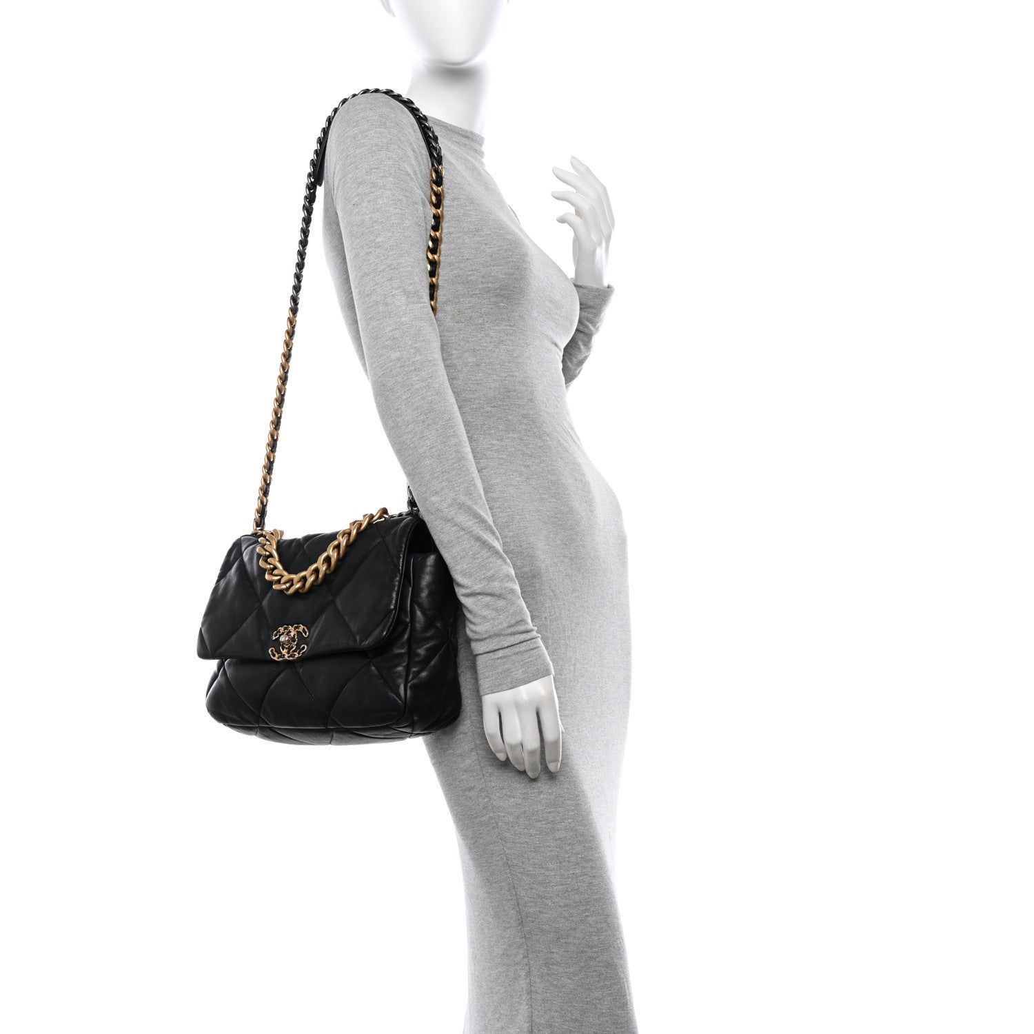 Chanel Lambskin Quilted Large Chanel 19 Flap Black 2 of 14