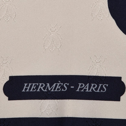 Hermes Silk Harnais De Cour Tattoo Scarf 90 Marine White 4 of 7