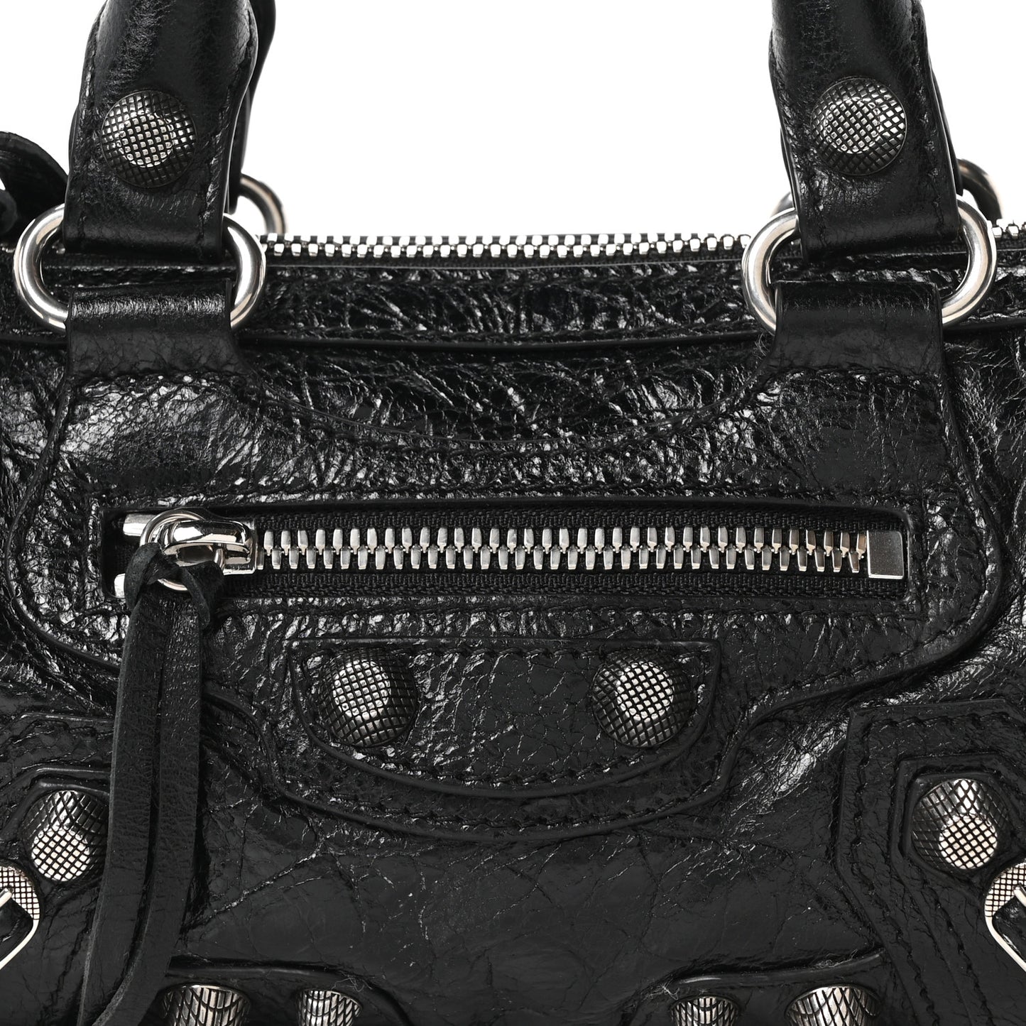 Agneau Arena Crystal Neo Nano Cagole Handbag Black