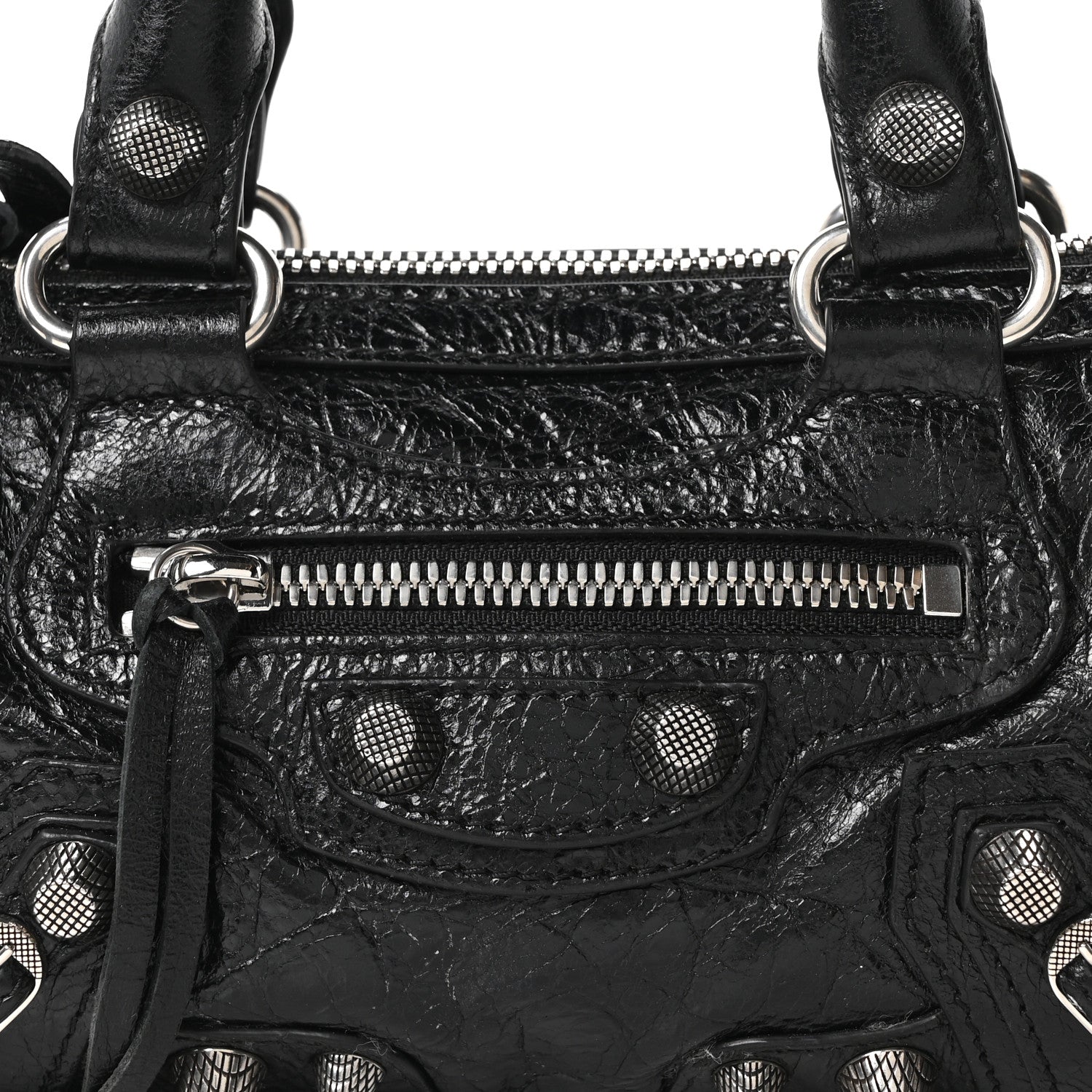 Balenciaga Agneau Arena Crystal Neo Nano Cagole Handbag Black 17 of 21