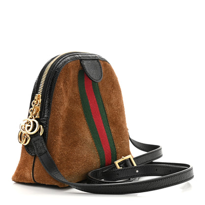 Gucci Suede Patent Web Small Ophidia Dome Shoulder Bag Nocciola Black 2 of 11