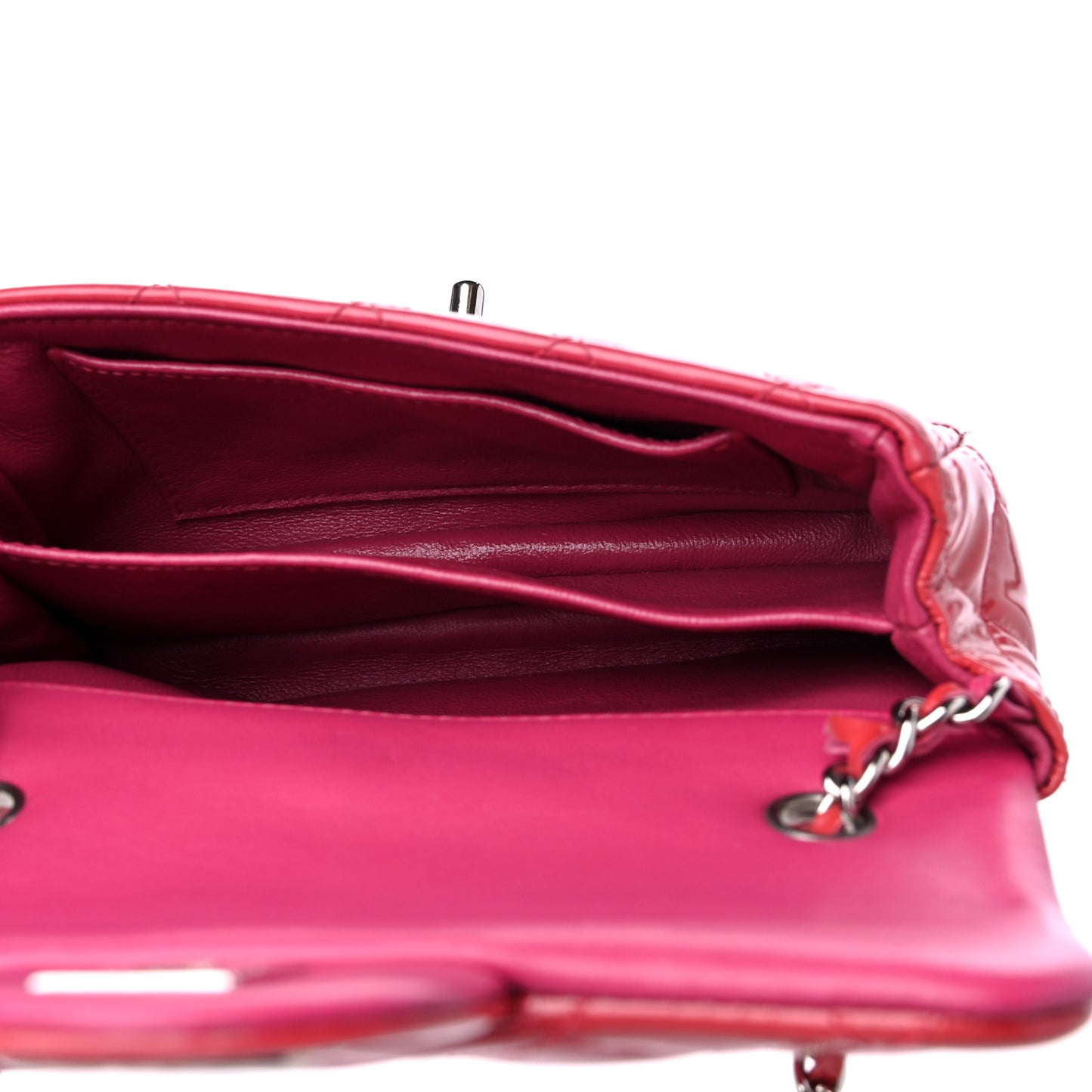 Patent Calfskin Quilted Extra Mini Rectangular Flap Pink