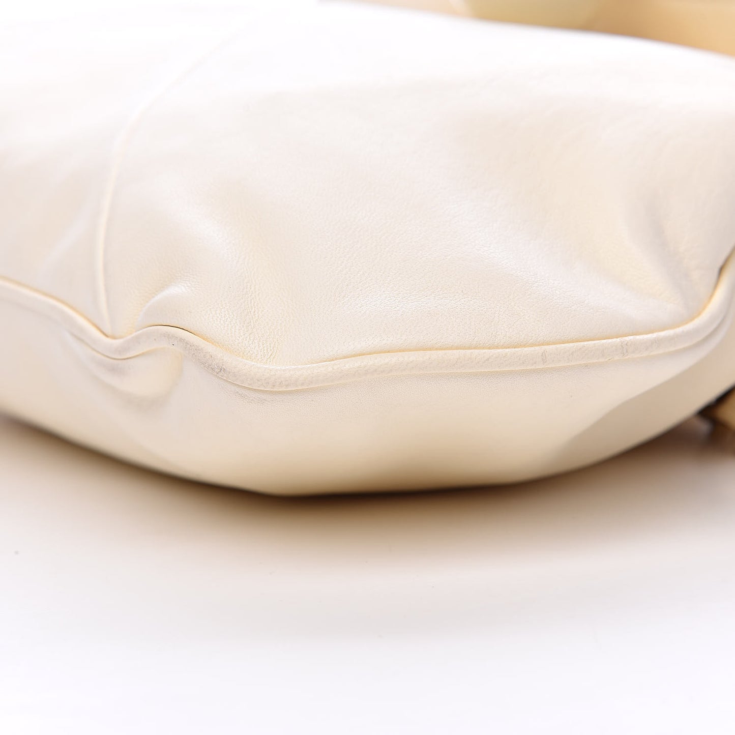 Lambskin Coco Ball Fold Over Bag White