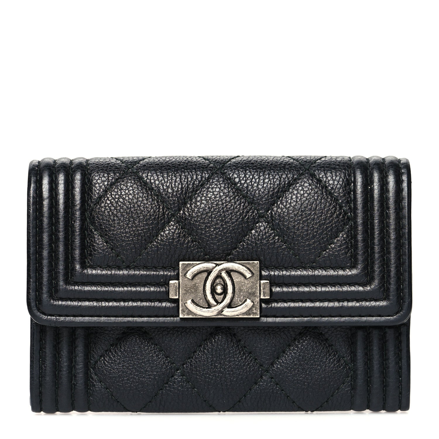 Chanel Caviar Quilted Boy Flap Card Holder Black 1 of 12