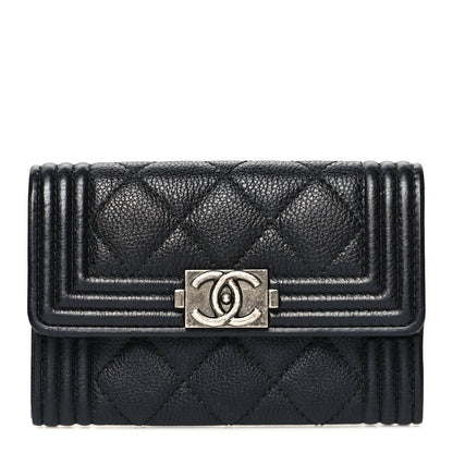 Chanel Caviar Quilted Boy Flap Card Holder Black 1 of 12