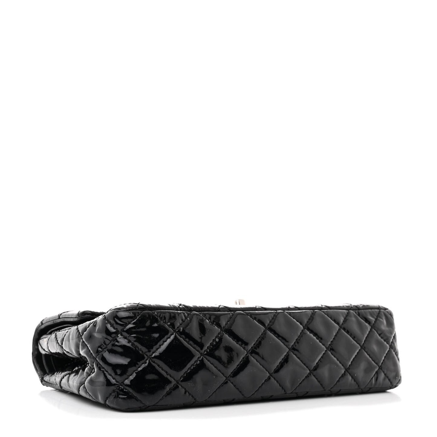 Patent Quilted Medium Double Flap Black