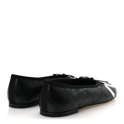Chanel Lambskin Quilted CC Cambon Ballet Flats 39 Black White 5 of 11