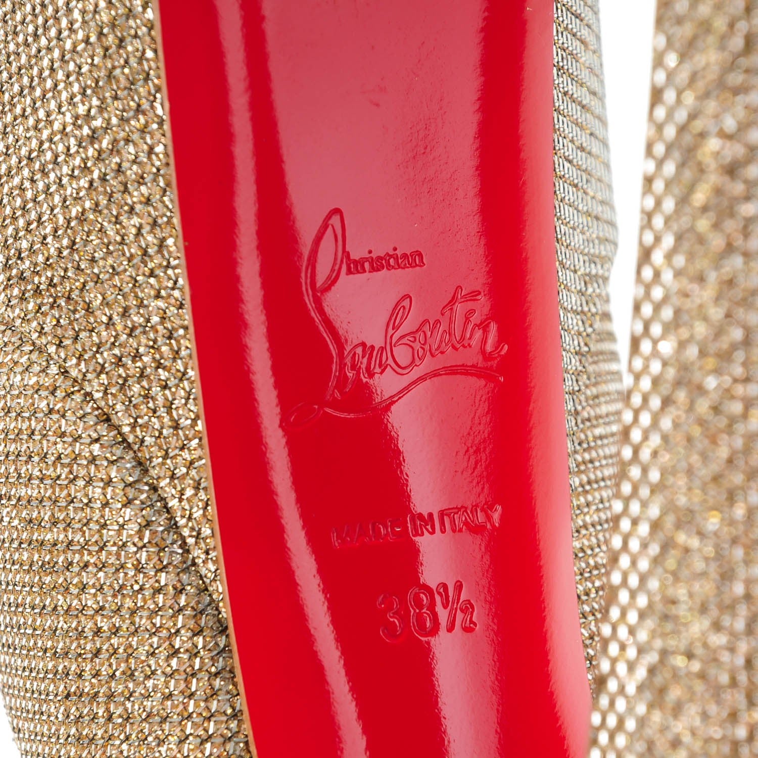 Christian Louboutin Glitter Fabric Altareva 160 Pumps 38.5 Gold 6 of 7
