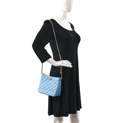 Chanel Lambskin Quilted CC Pearl Crush Small Hobo Light Blue 2 of 9