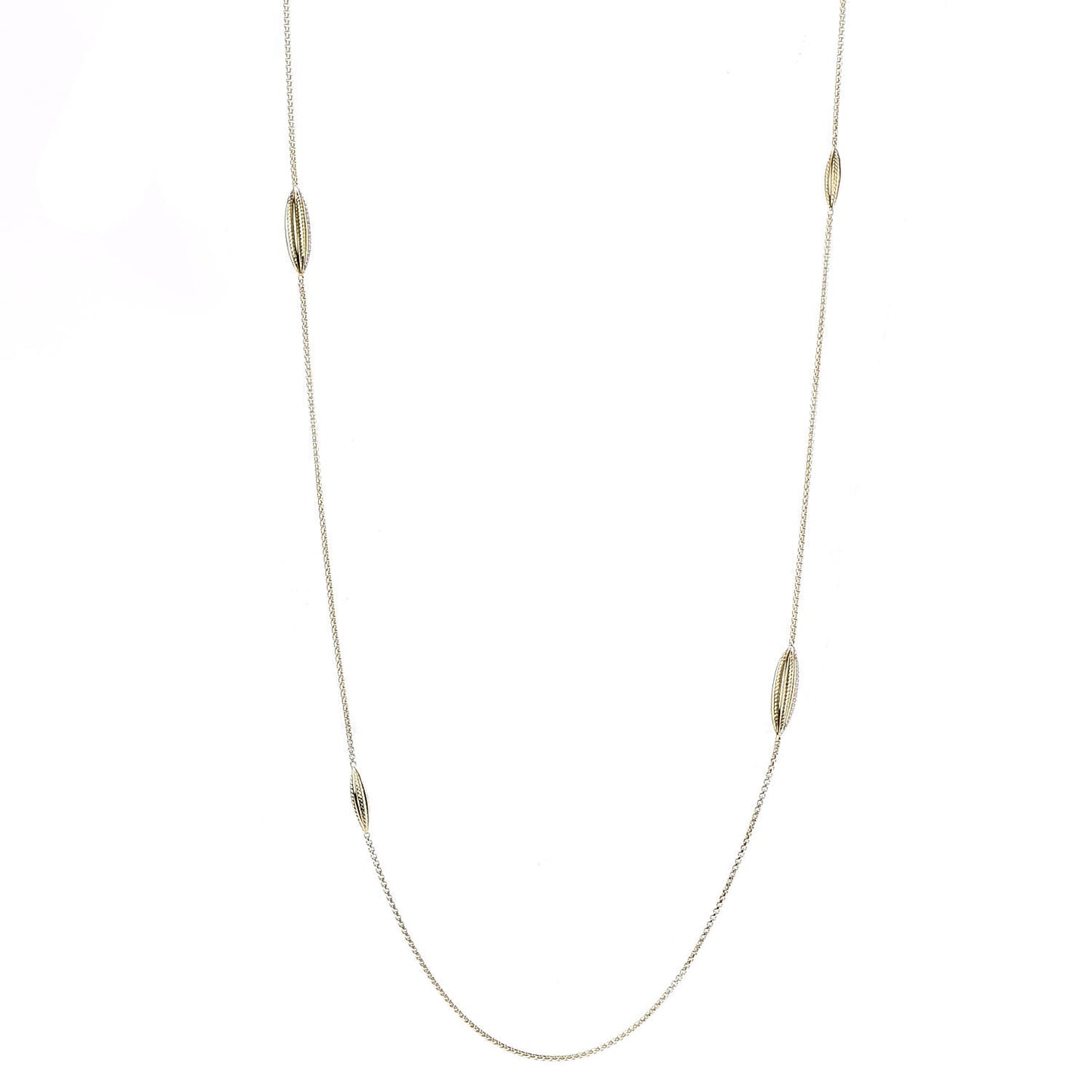 18K Yellow Gold Diamond Chain Station Necklace
