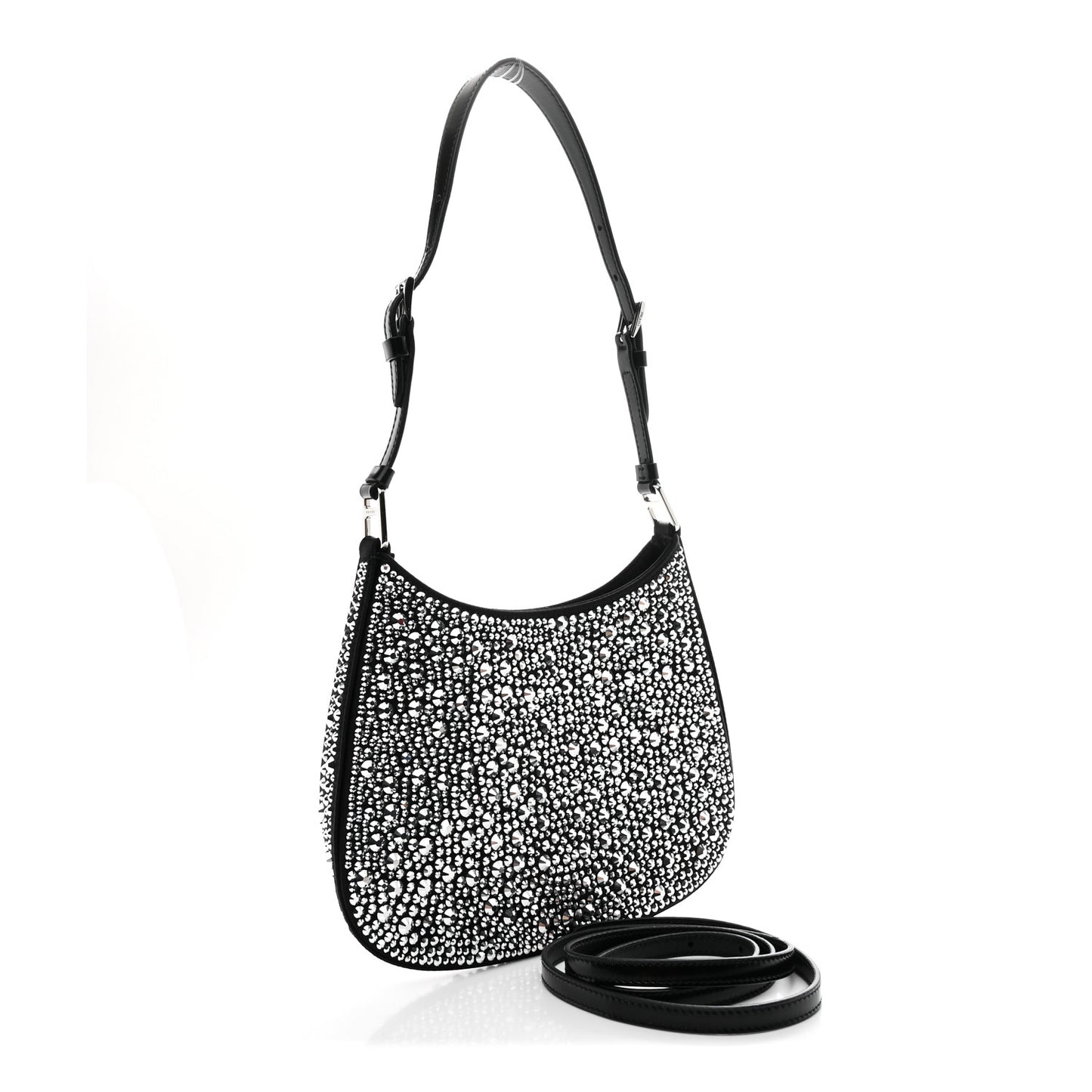 Satin Crystal Cleo Adjustable Strap Shoulder Bag Metal