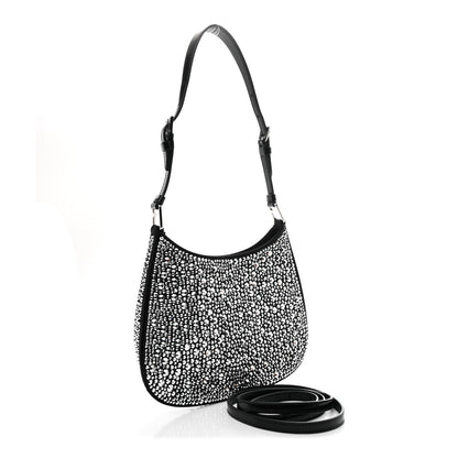 Prada Satin Crystal Cleo Adjustable Strap Shoulder Bag Metal 3 of 13