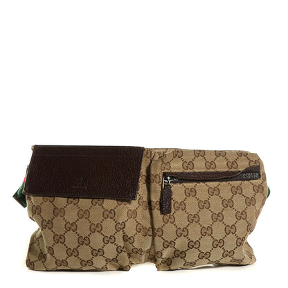 Gucci GG Monogram Double Pocket Belt Bag Dark Brown 1 of 4
