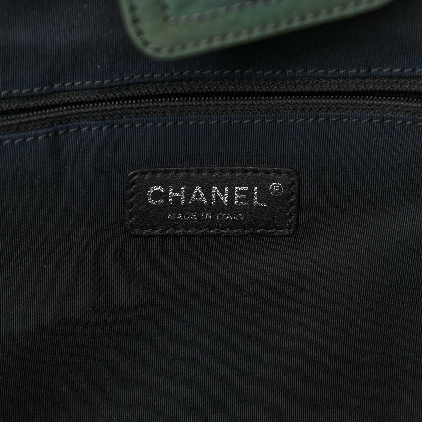 Canvas Stitched Tweed Large Tote Dark Green