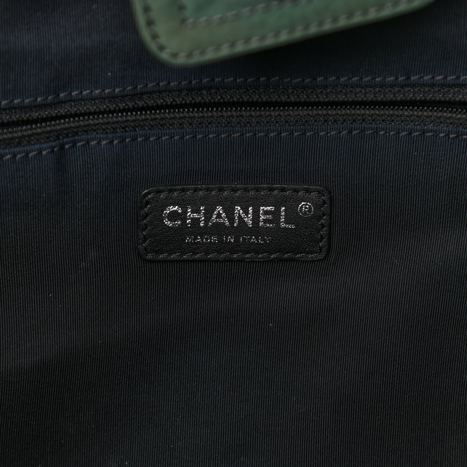 Chanel Canvas Stitched Tweed Large Tote Dark Green 6 of 11