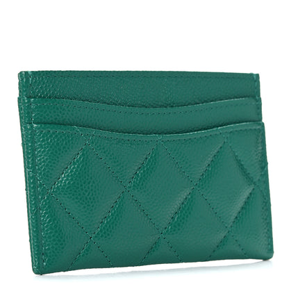 Chanel Metallic Caviar Quilted Card Holder Green 3 of 10